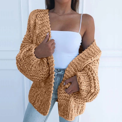 Chunky Knit Winter Cardigan, Black (2)