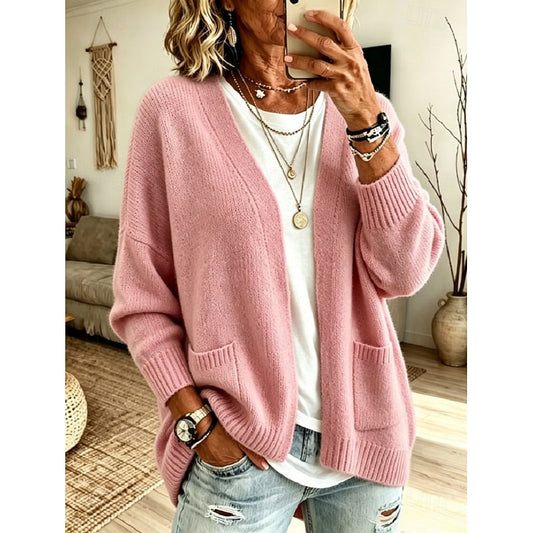 Oversized Knit Cardigan, Pink