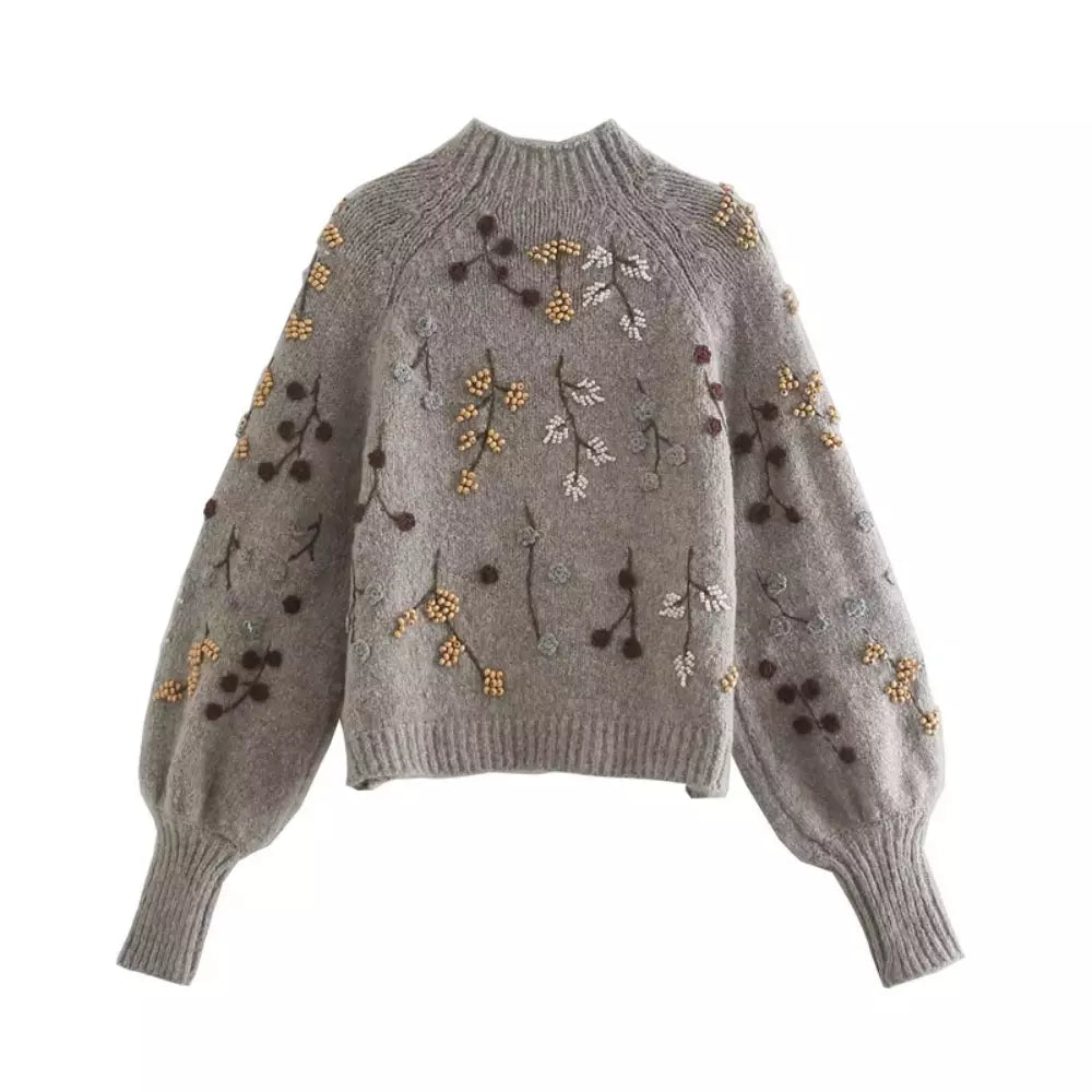 Beaded Floral Autumn Jumper