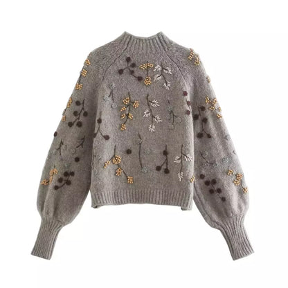 Beaded Floral Autumn Jumper