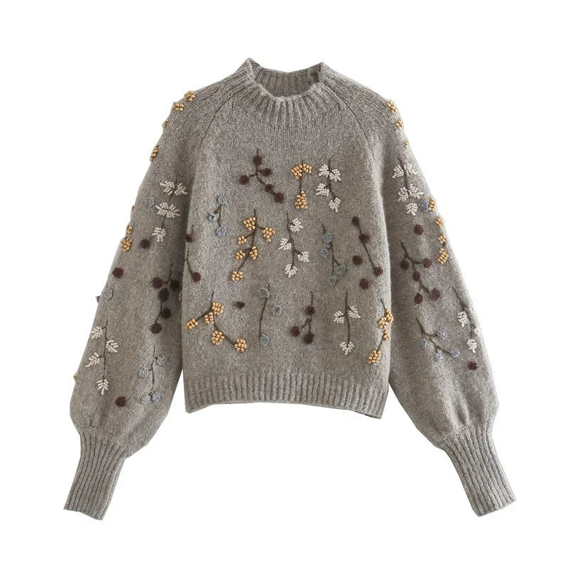 Beaded Floral Autumn Jumper