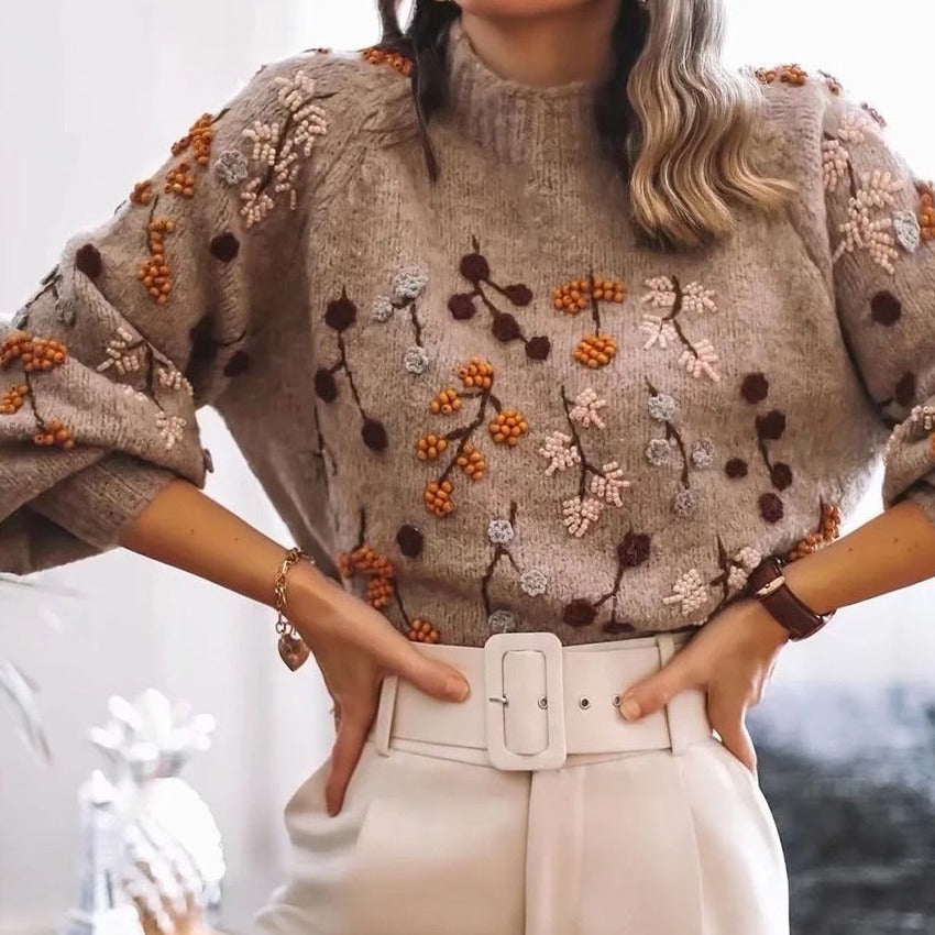 Beaded Floral Autumn Jumper