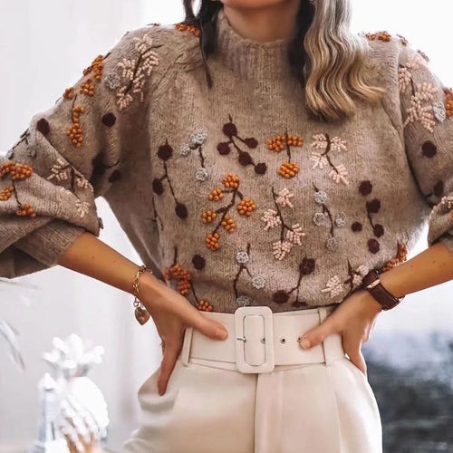 Beaded Floral Autumn Jumper