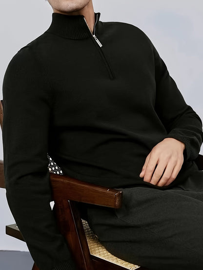Fitted Zip Neck Jumper, Black (2)
