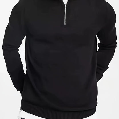 Fitted Zip Neck Jumper, Black (2)