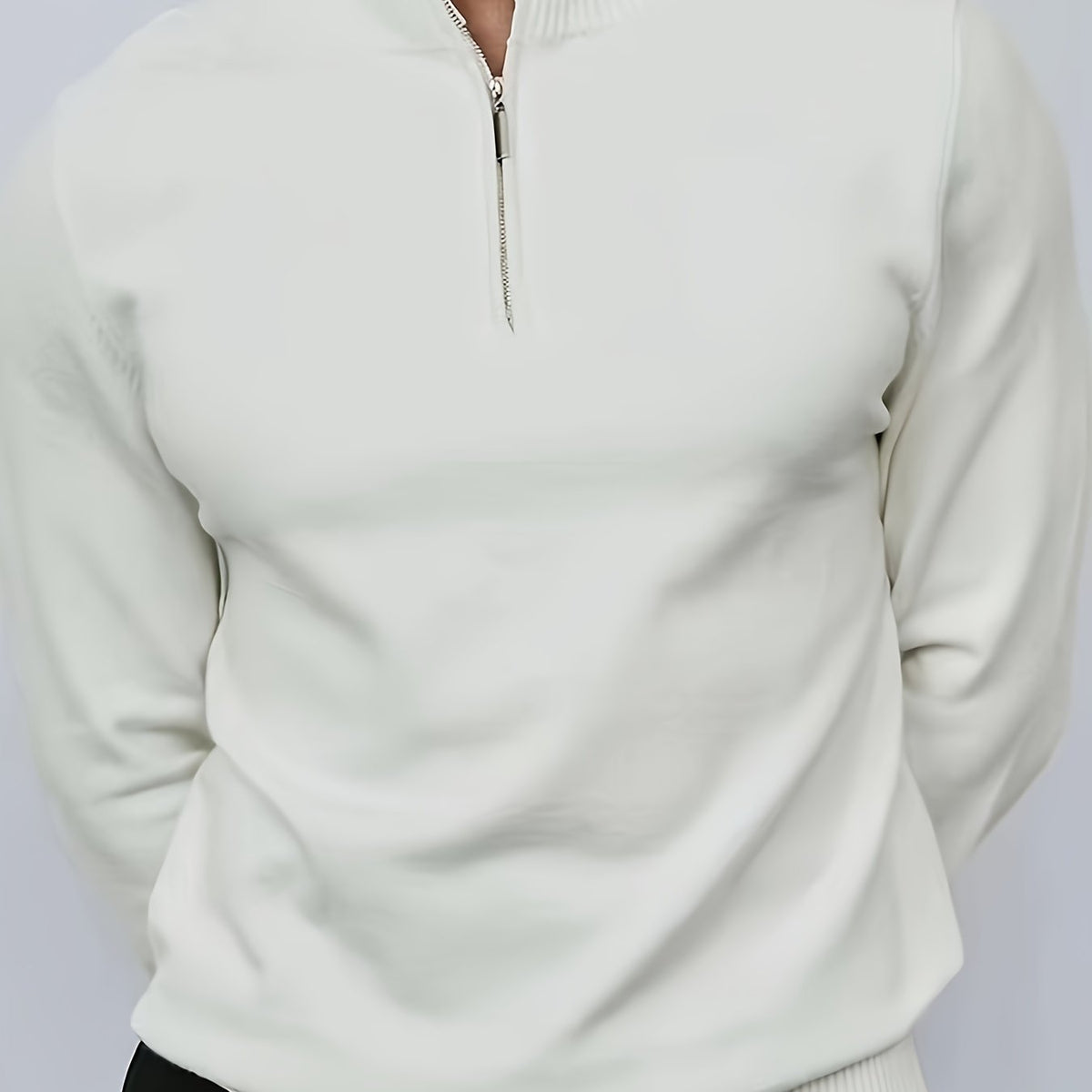 Fitted Zip Neck Jumper, Black (2)