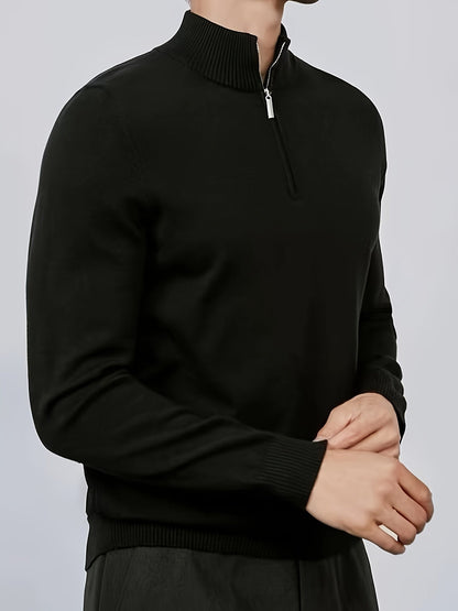Fitted Zip Neck Jumper, Black (2)