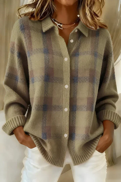 Oversized Checked Winter Cardigan