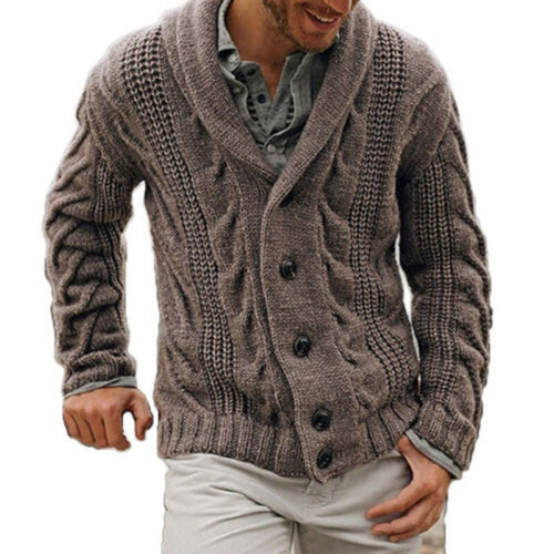 Chunky Knit Winter Cardigan, Navy Blue (2)