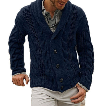 Chunky Knit Winter Cardigan, Navy Blue (2)