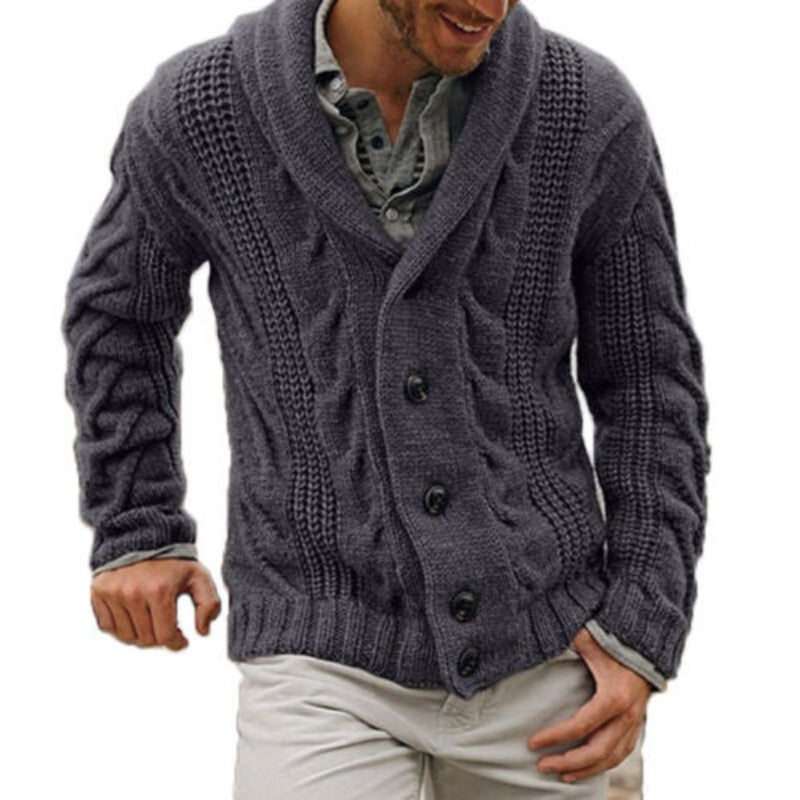 Chunky Knit Winter Cardigan, Navy Blue