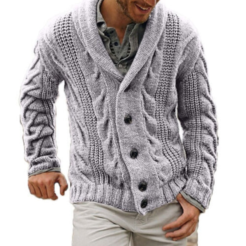 Chunky Knit Winter Cardigan, Navy Blue