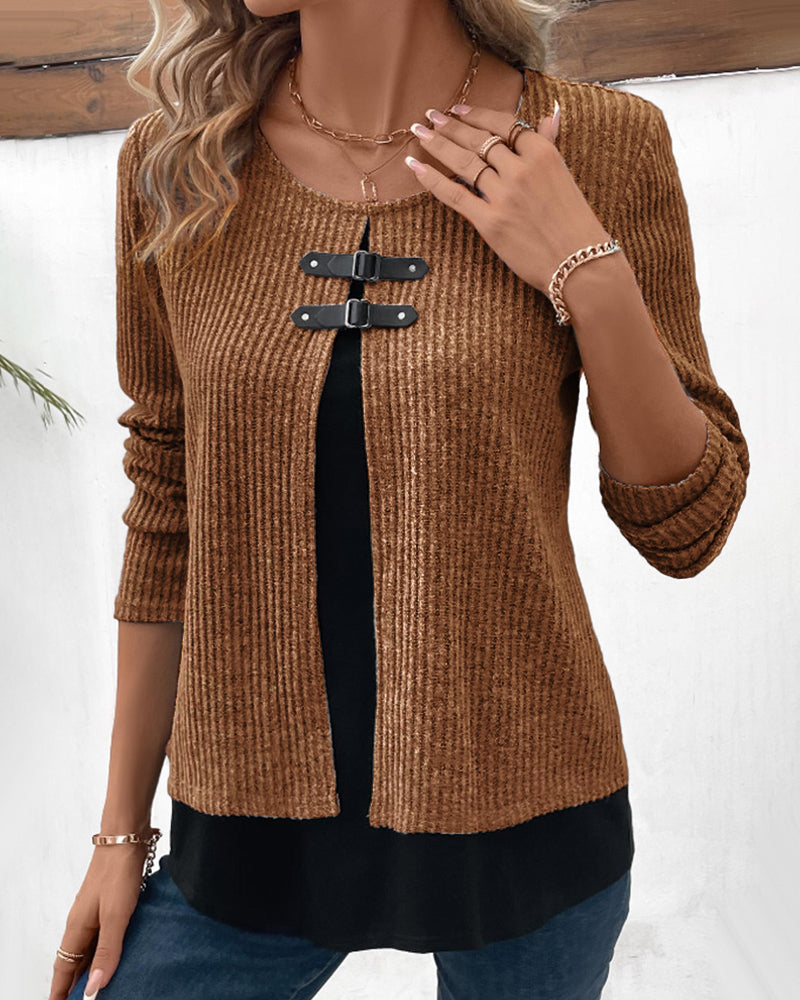 Ribbed Knit Layered Jumper
