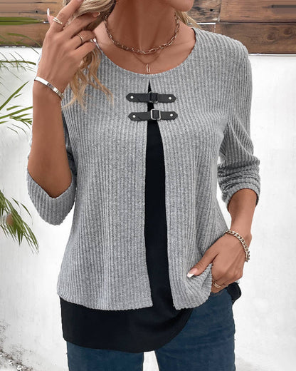 Ribbed Knit Layered Jumper