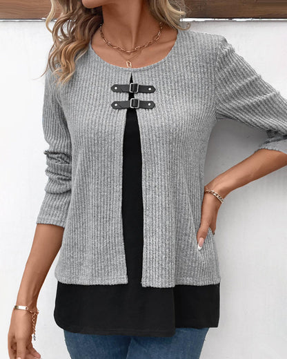 Ribbed Knit Layered Jumper