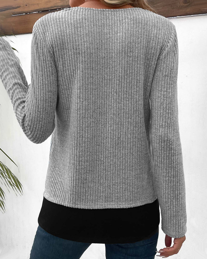 Ribbed Knit Layered Jumper