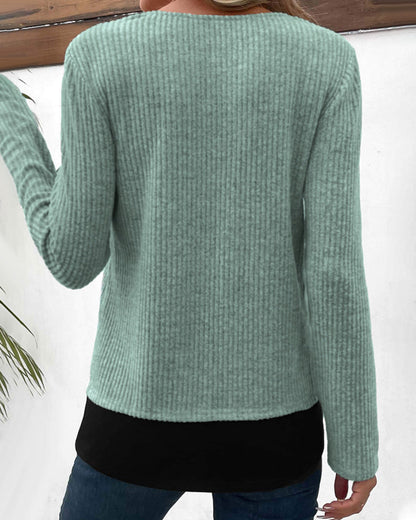 Ribbed Knit Layered Jumper