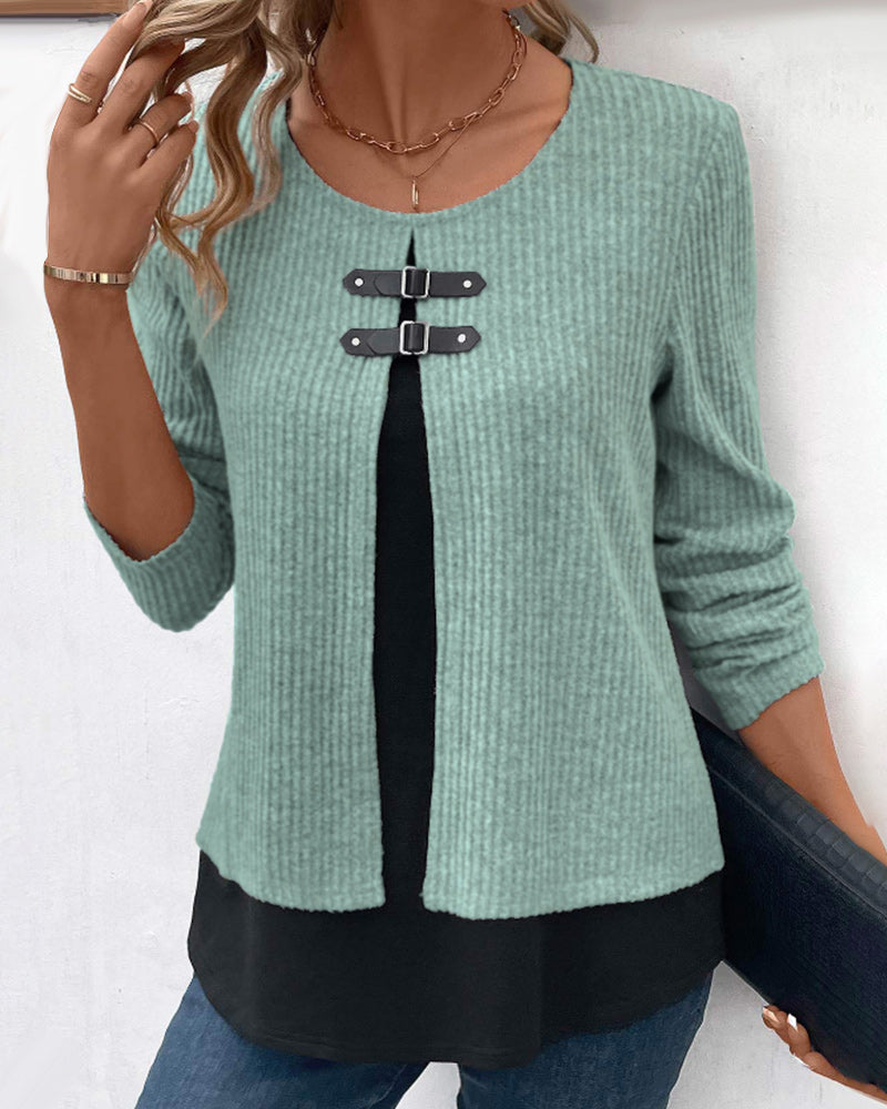 Ribbed Knit Layered Jumper