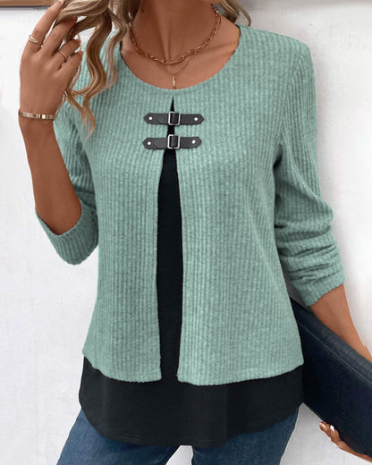 Ribbed Knit Layered Jumper