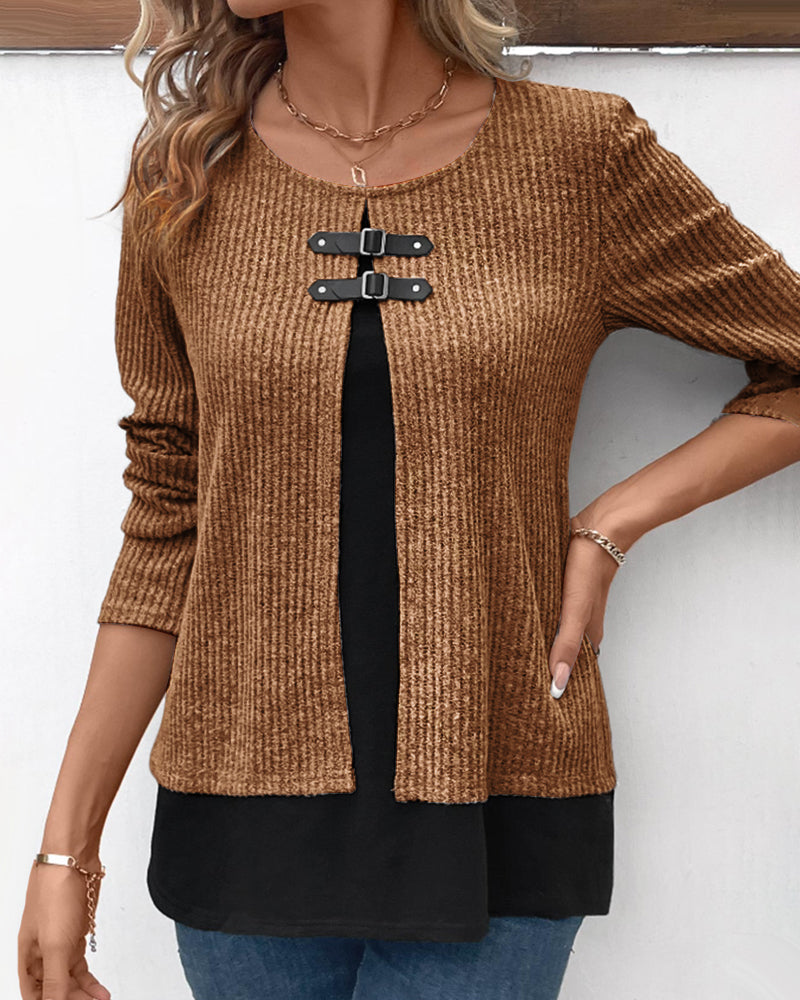 Ribbed Knit Layered Jumper