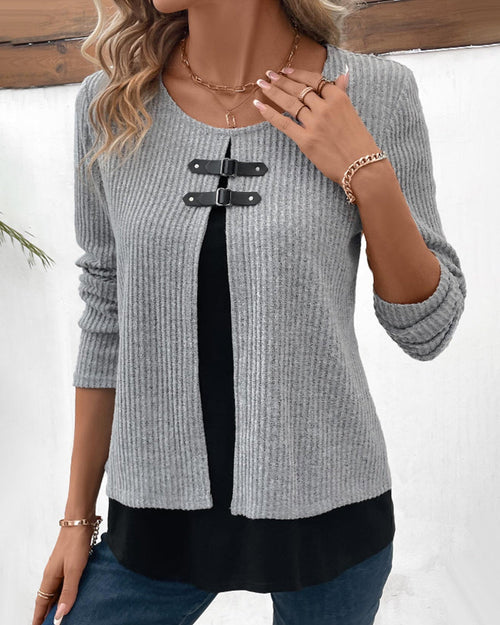 Ribbed Knit Layered Jumper