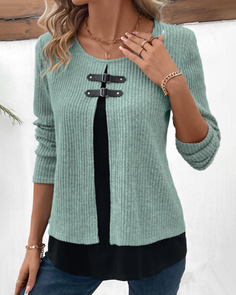 Ribbed Knit Layered Jumper