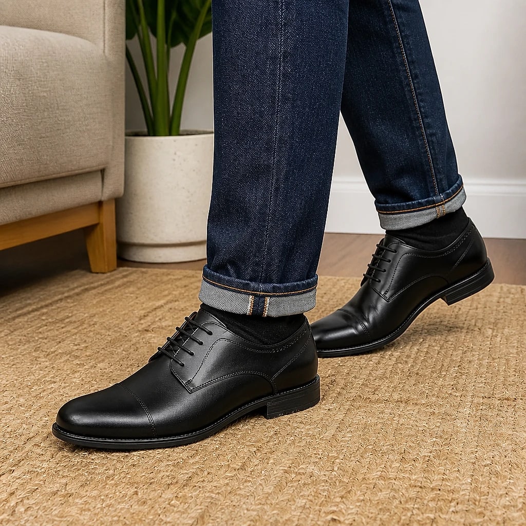 Men's Leather Cap-Toe Oxford Shoes