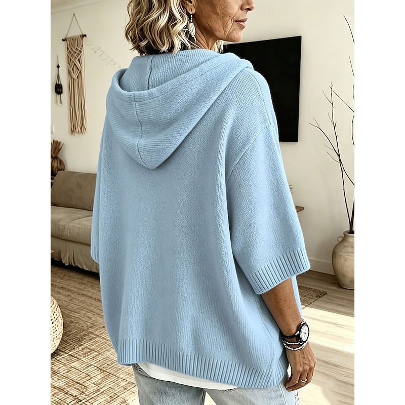 Oversized Knit Winter Jumper, Sky Blue