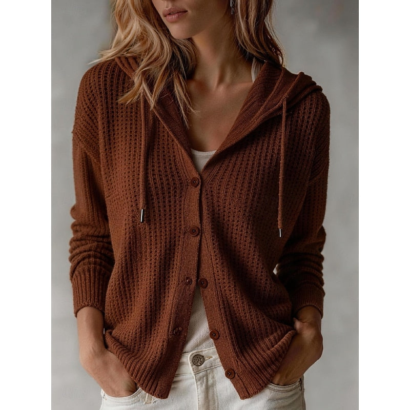 Textured Knit Autumn Cardigan, Brown