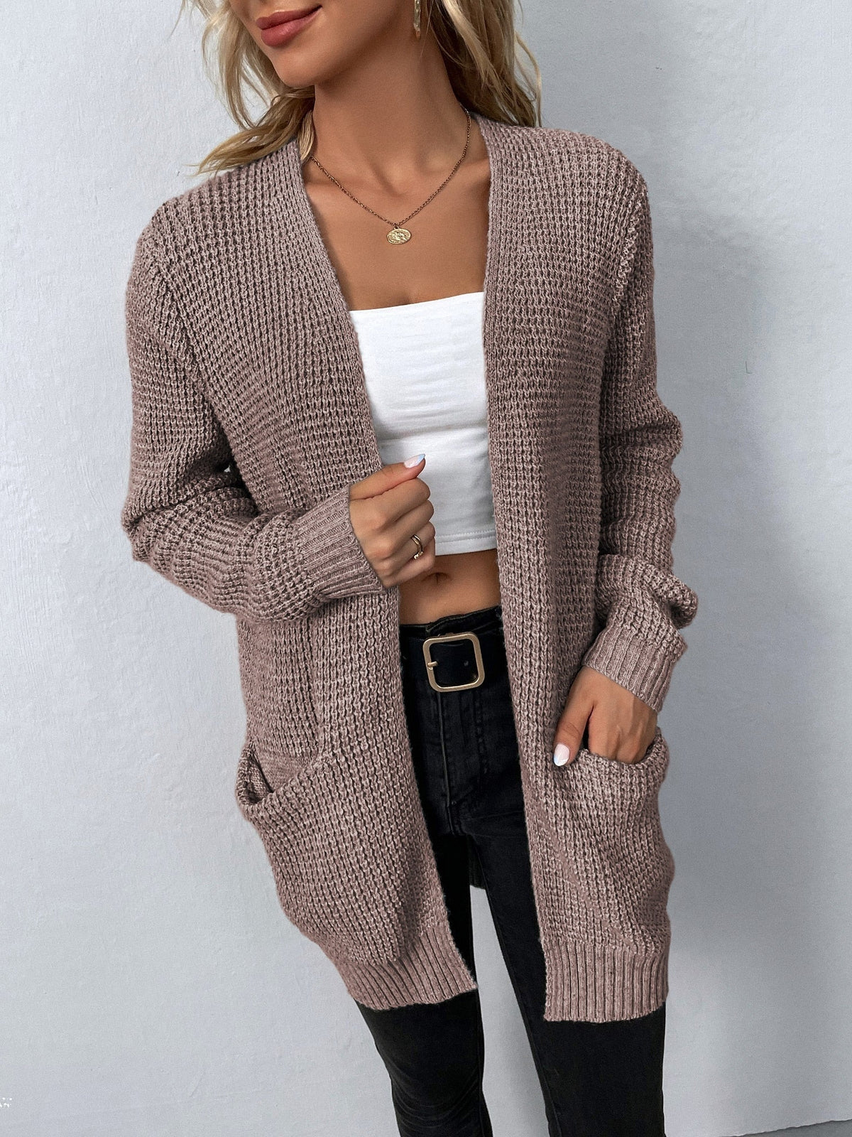 Chunky Knit Winter Cardigan, Grey