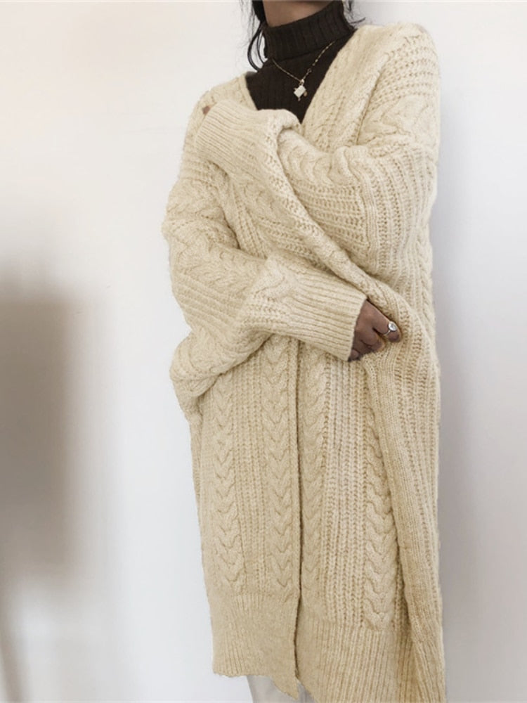 Chunky Knit Winter Cardigan, Dark Grey