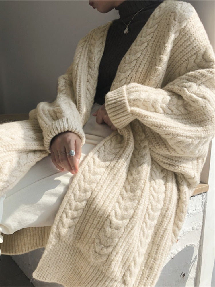 Chunky Knit Winter Cardigan, Dark Grey
