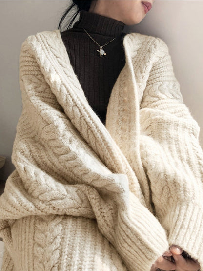 Chunky Knit Winter Cardigan, Dark Grey
