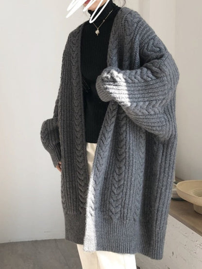 Chunky Knit Winter Cardigan, Dark Grey