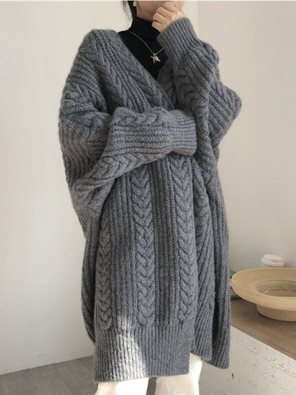 Chunky Knit Winter Cardigan, Dark Grey