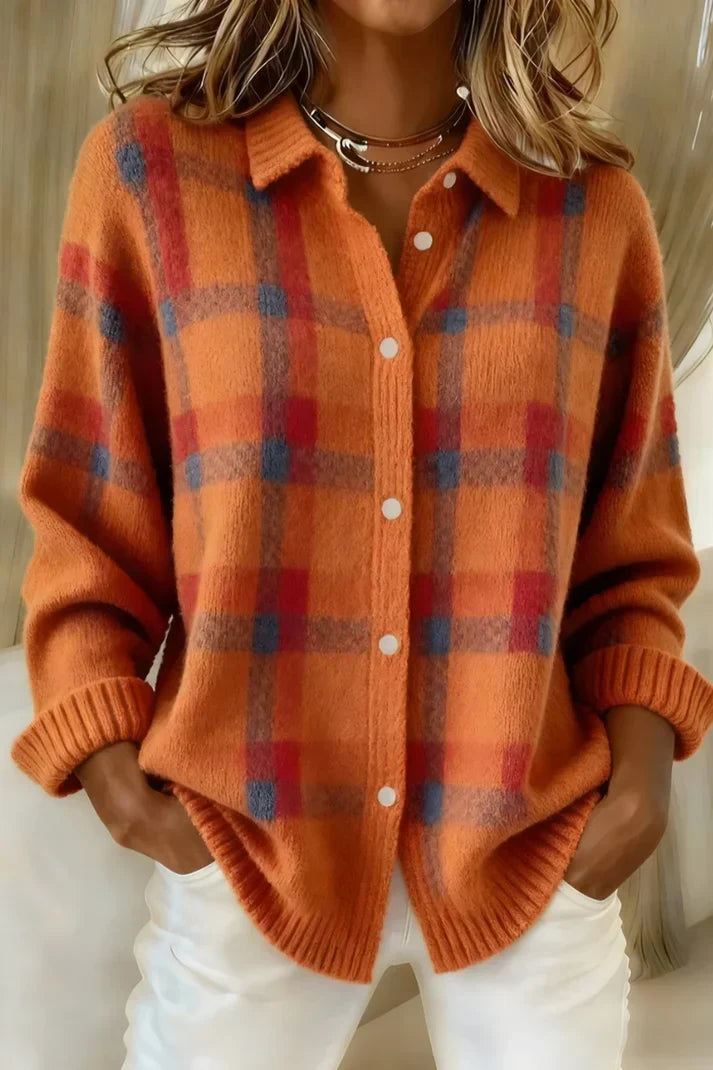 Oversized Checked Winter Cardigan