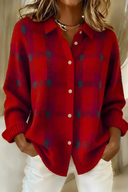 Oversized Checked Winter Cardigan