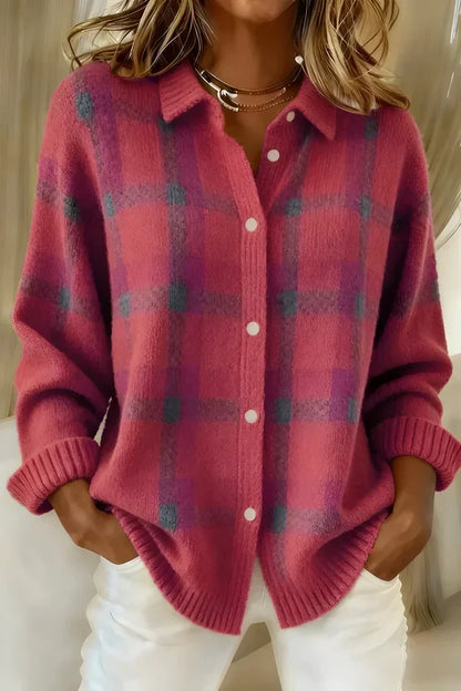 Oversized Checked Winter Cardigan