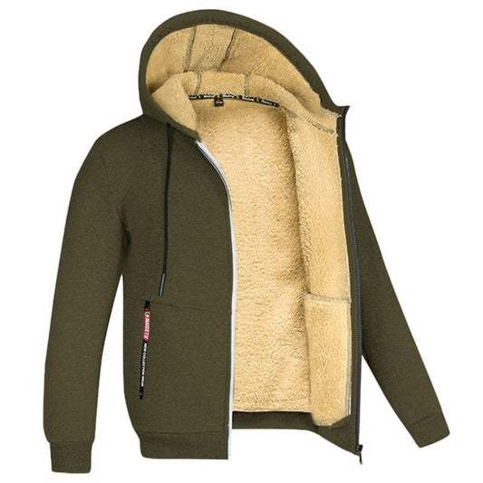 Sherpa-Lined Hooded Zip Jacket
