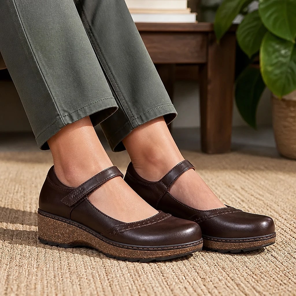 Women's Leather Mary Jane Wedge