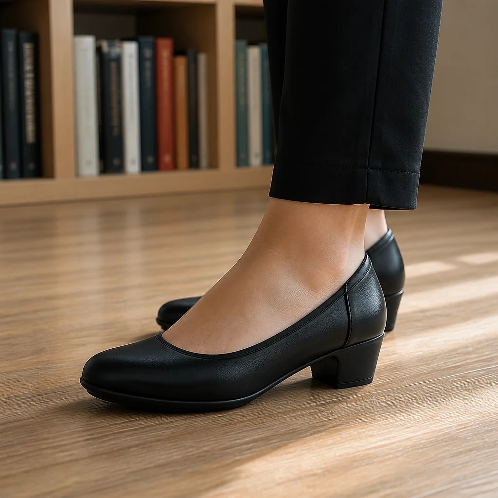 Women's Low Block Heel Court Shoes