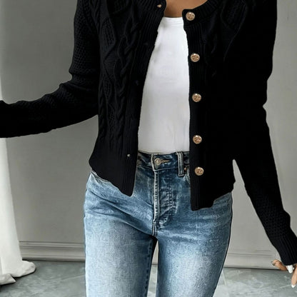 Twisted Knit Winter Cardigan, Black (2)