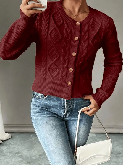 Twisted Knit Winter Cardigan, Black (2)
