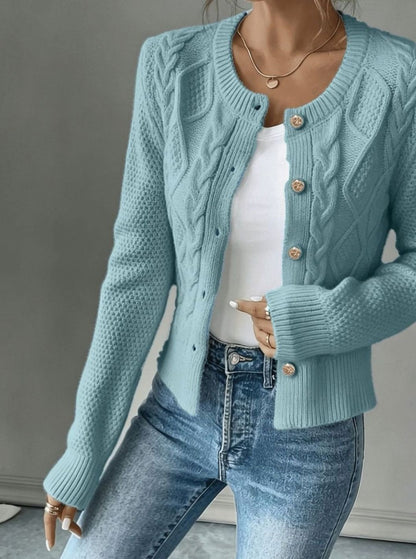 Twisted Knit Winter Cardigan, Black (2)