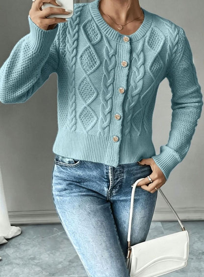 Twisted Knit Winter Cardigan, Black (2)