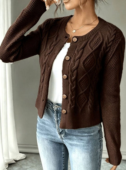 Twisted Knit Winter Cardigan, Black (2)
