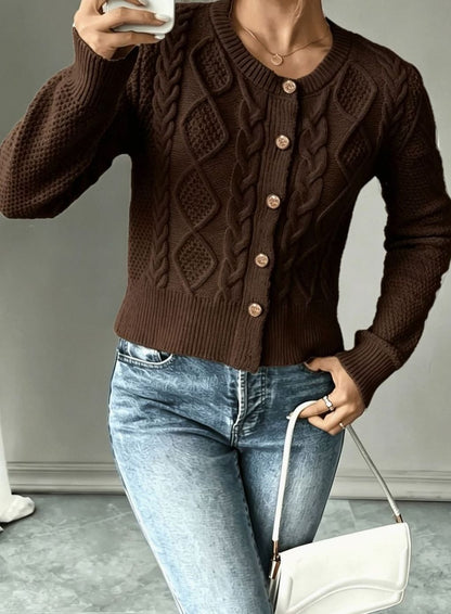 Twisted Knit Winter Cardigan, Black (2)