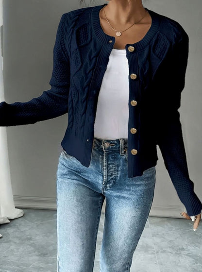 Twisted Knit Winter Cardigan, Black (2)