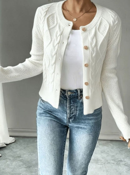 Twisted Knit Winter Cardigan, Black (2)