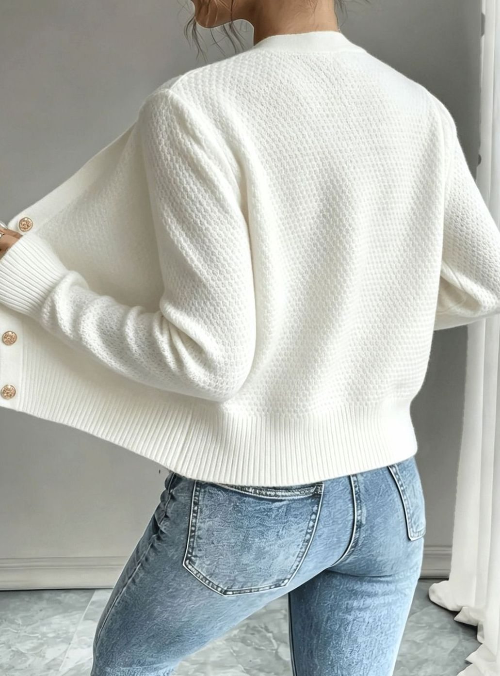 Twisted Knit Winter Cardigan, Black (2)